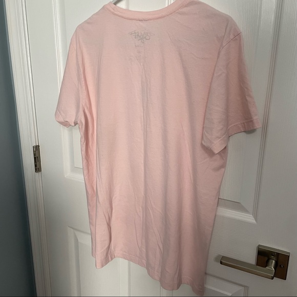 Pink Tee Shirt Embroidered Blessed Skeleton Hand with Rose - Picture 5 of 6